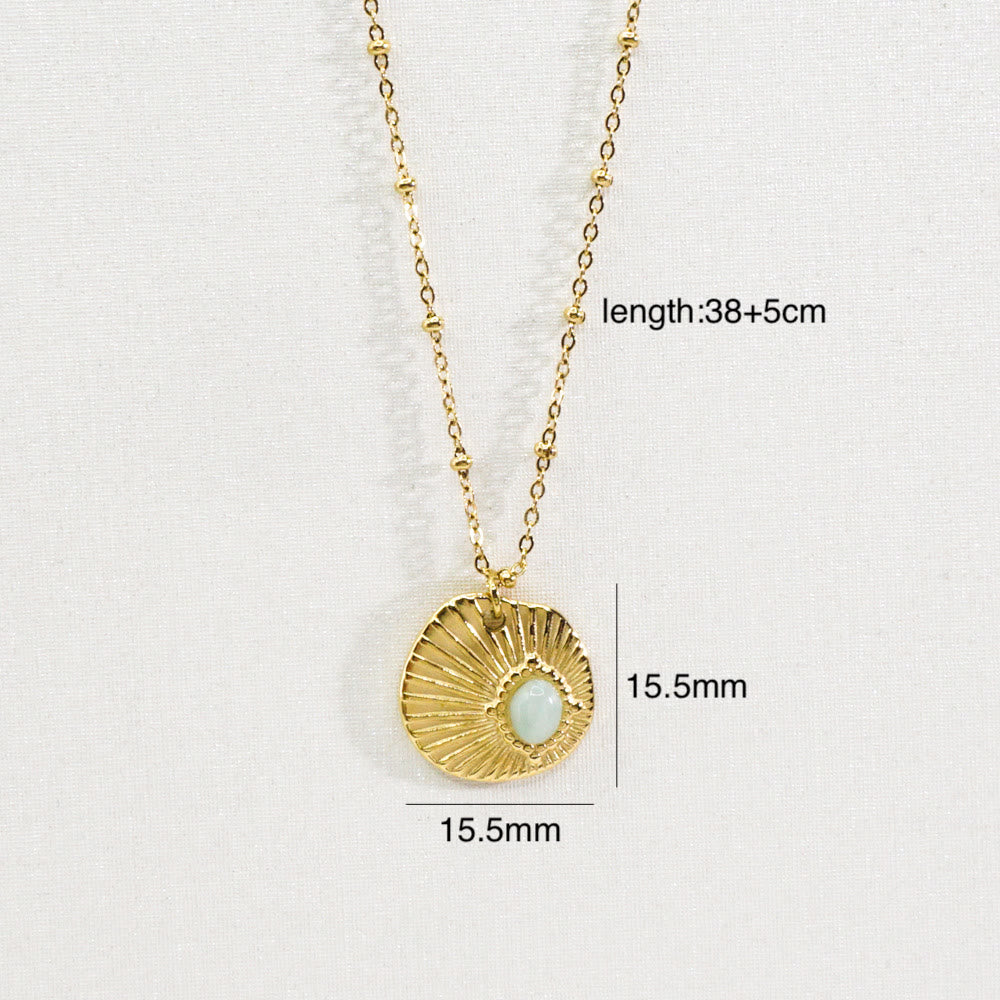 Collana con ciondolo a forma di stella a otto punte in pietra naturale Olivenorma 