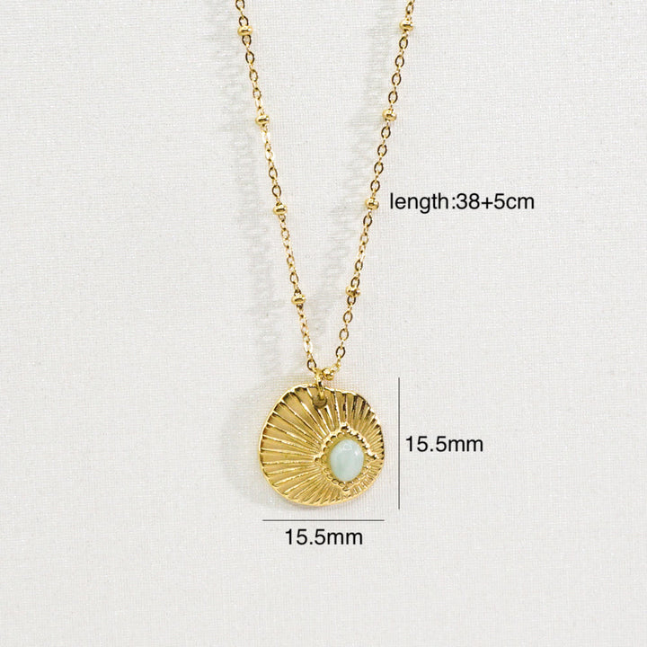 Collana con ciondolo a forma di stella a otto punte in pietra naturale Olivenorma 