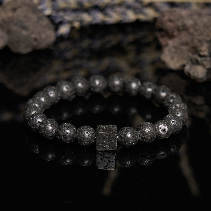 Bracciale Olivenorma in pietra lavica naturale da 8 mm