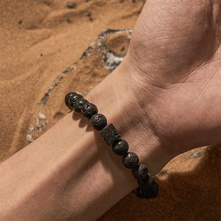 Bracciale Olivenorma in pietra lavica naturale da 8 mm