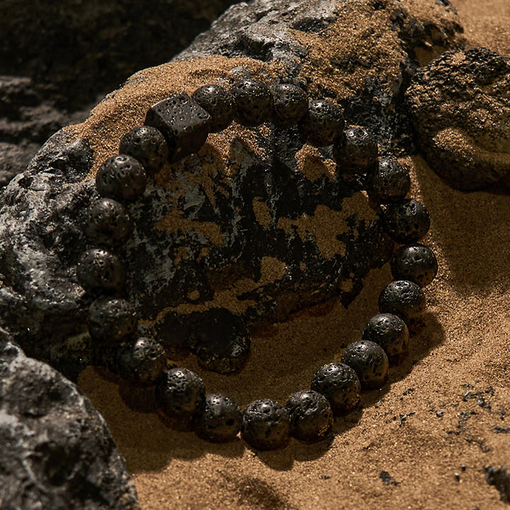 Bracciale Olivenorma in pietra lavica naturale da 8 mm