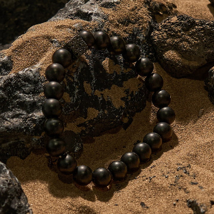 Bracciale Olivenorma in pietra lavica e onice nero da 8 mm