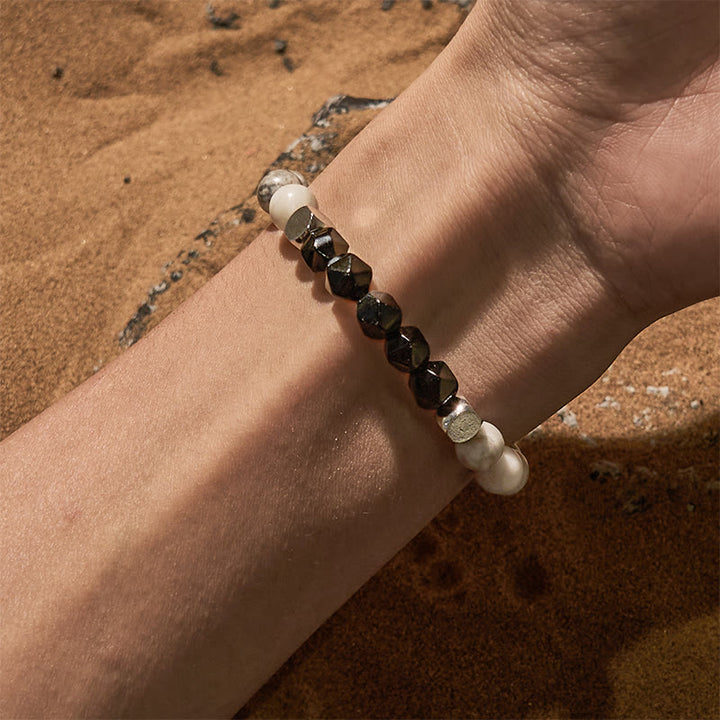 Bracciale Olivenorma in onice nero sfaccettato e diaspro grigio