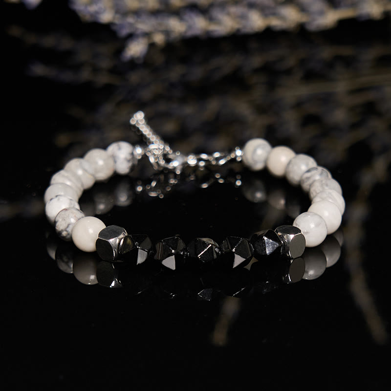 Bracciale Olivenorma in onice nero sfaccettato e diaspro grigio