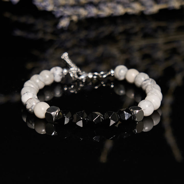 Bracciale Olivenorma in onice nero sfaccettato e diaspro grigio
