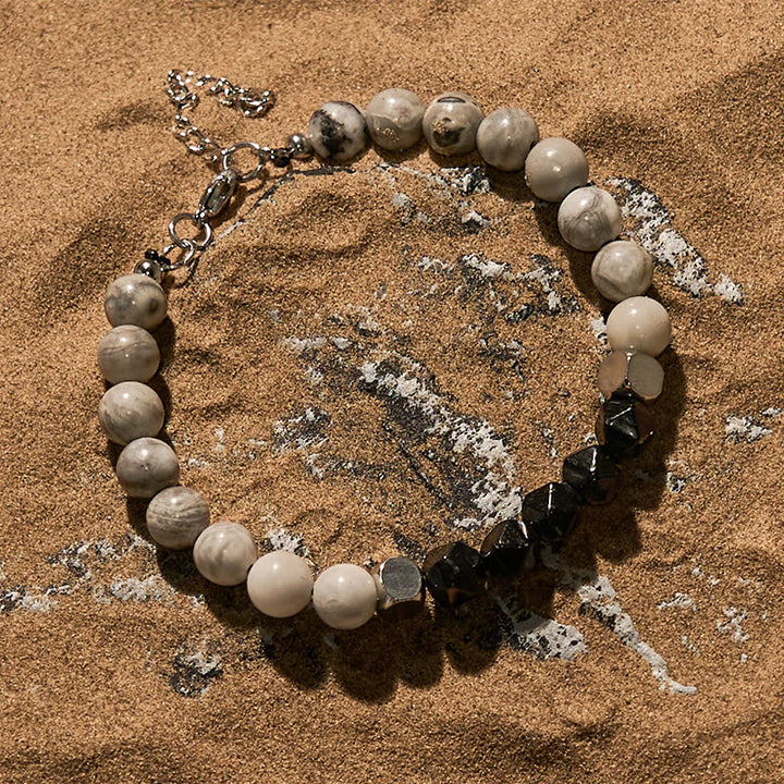 Bracciale Olivenorma in onice nero sfaccettato e diaspro grigio