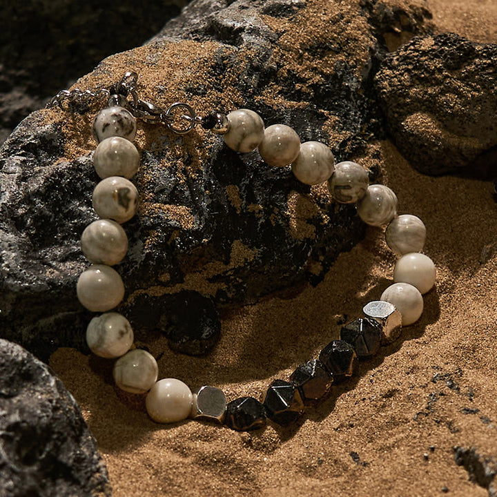 Bracciale Olivenorma in onice nero sfaccettato e diaspro grigio