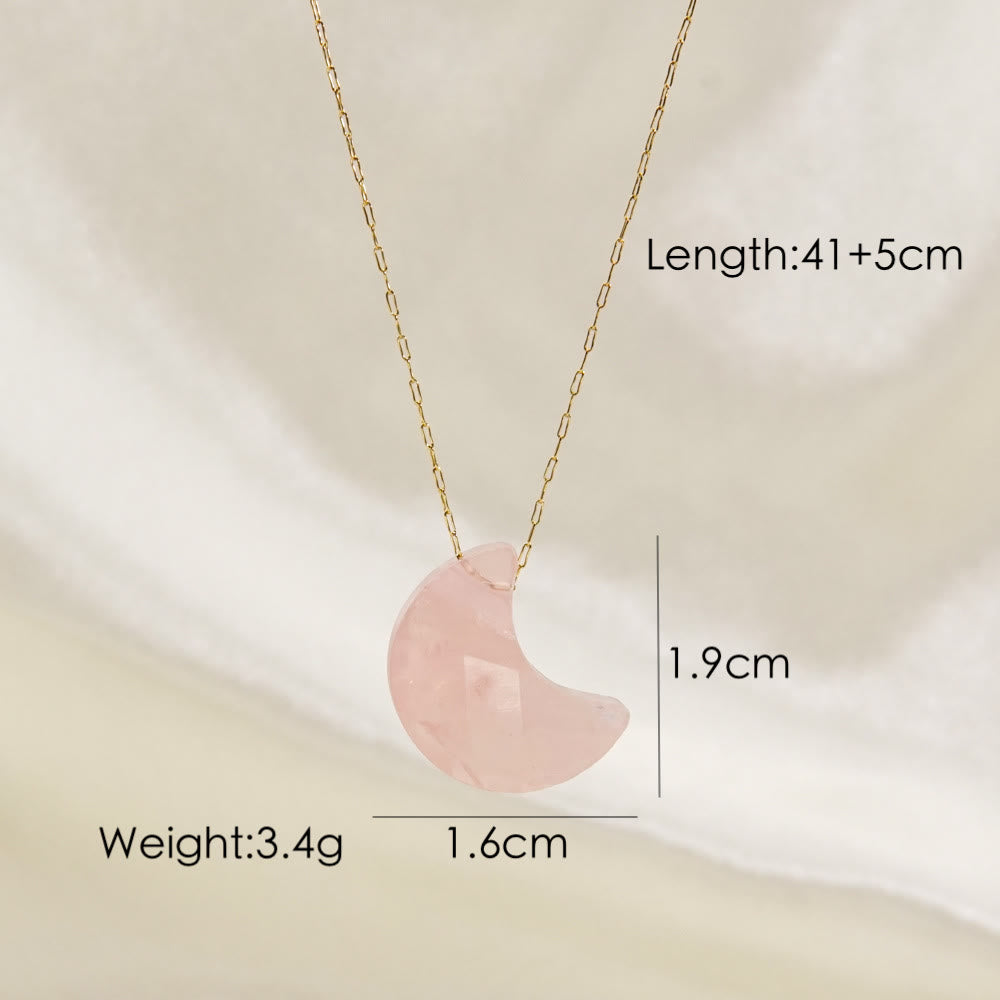 Collana con ciondolo a forma di luna con taglio a cristallo naturale Olivenorma 