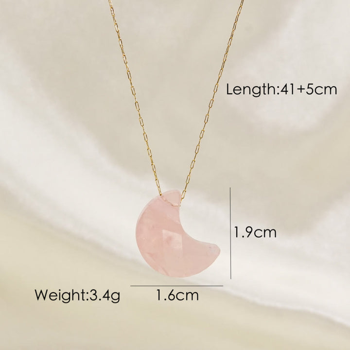 Collana con ciondolo a forma di luna con taglio a cristallo naturale Olivenorma 