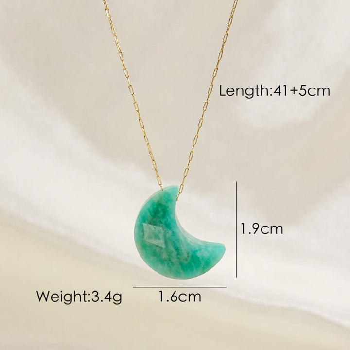 Collana con ciondolo a forma di luna con taglio a cristallo naturale Olivenorma 