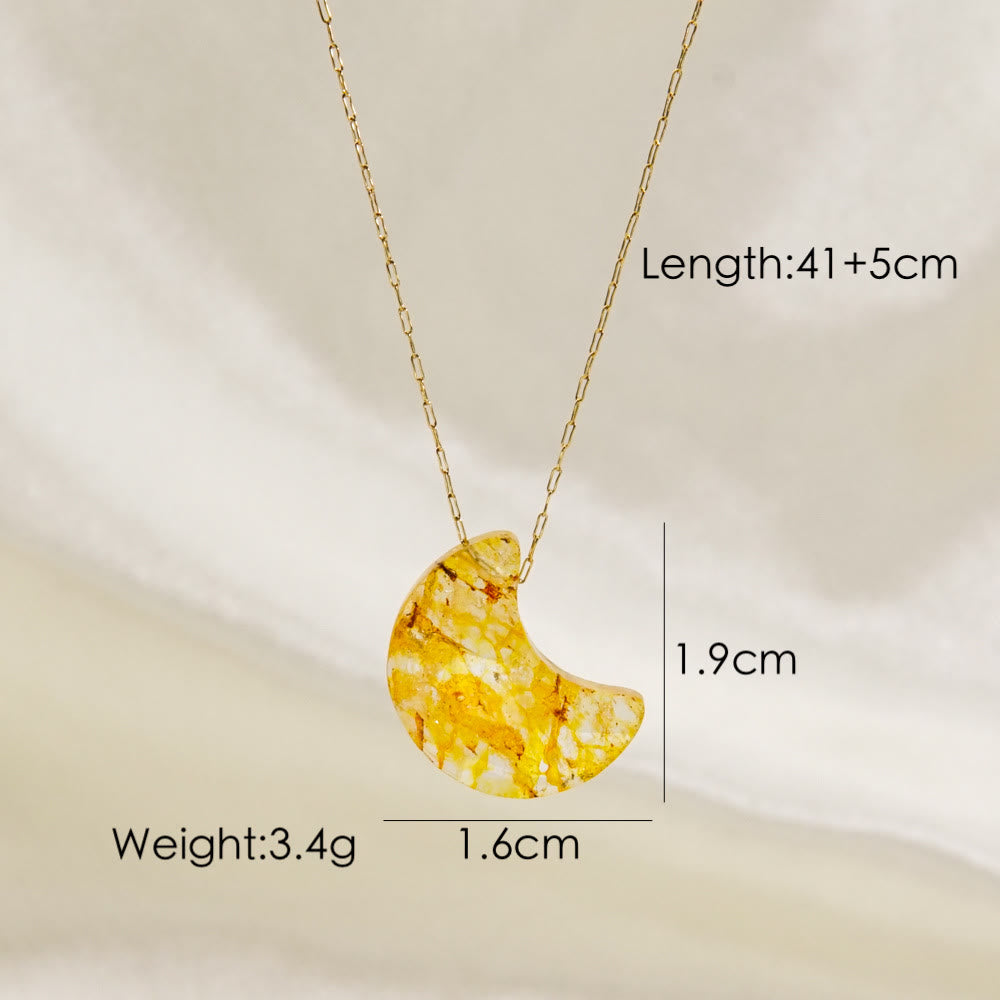 Collana con ciondolo a forma di luna con taglio a cristallo naturale Olivenorma 