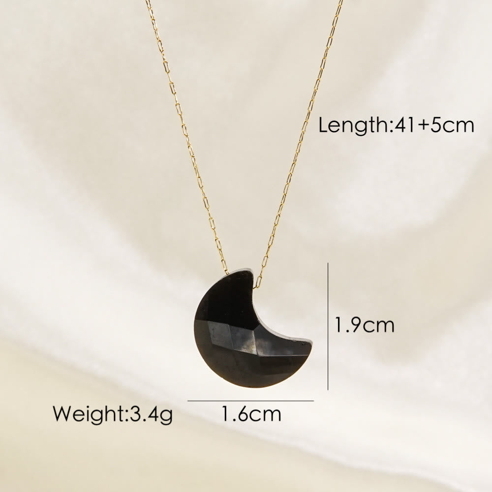 Collana con ciondolo a forma di luna con taglio a cristallo naturale Olivenorma 