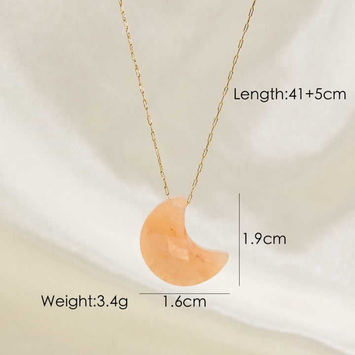 Collana con ciondolo a forma di luna con taglio a cristallo naturale Olivenorma 