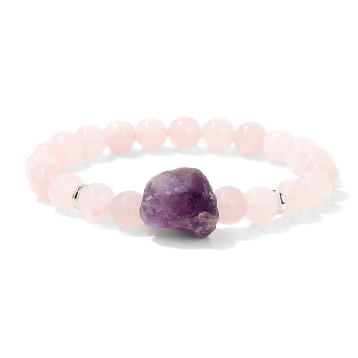 Bracciale Olivenorma con gemme di ametista grezza naturale da 8 mm 
