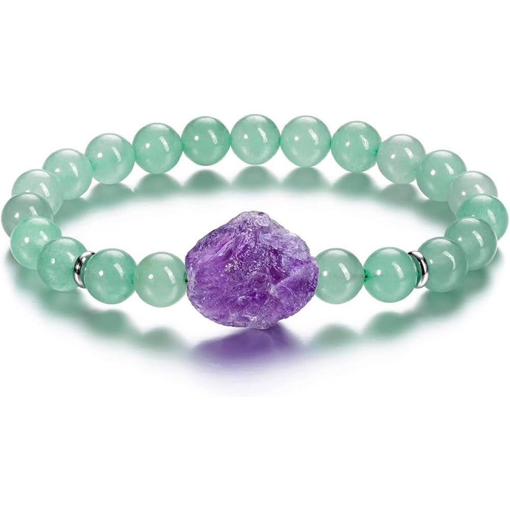Bracciale Olivenorma con gemme di ametista grezza naturale da 8 mm 