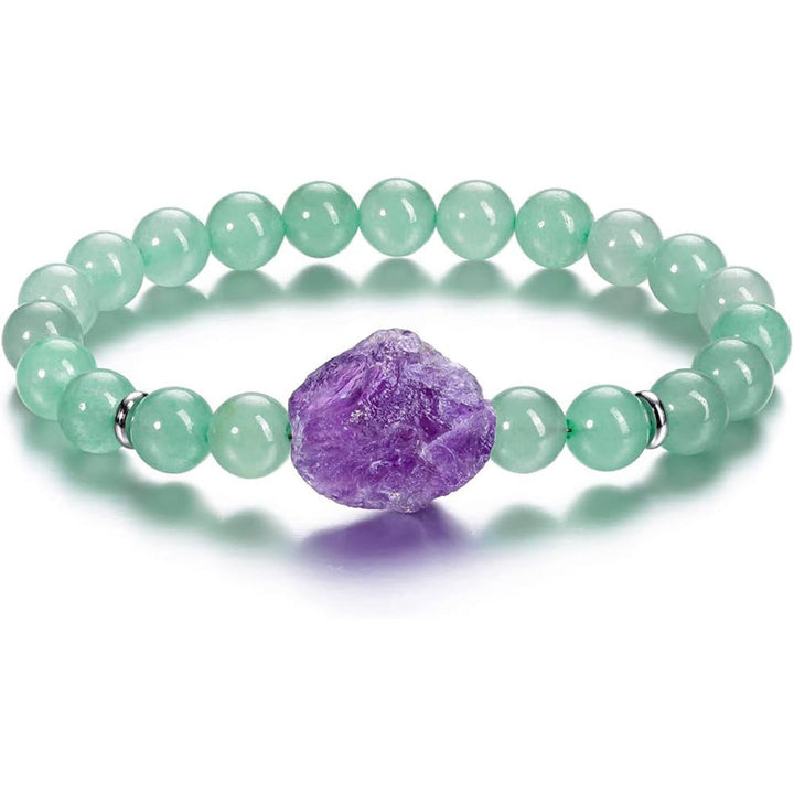 Bracciale Olivenorma con gemme di ametista grezza naturale da 8 mm 