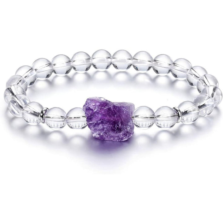 Bracciale Olivenorma con gemme di ametista grezza naturale da 8 mm 
