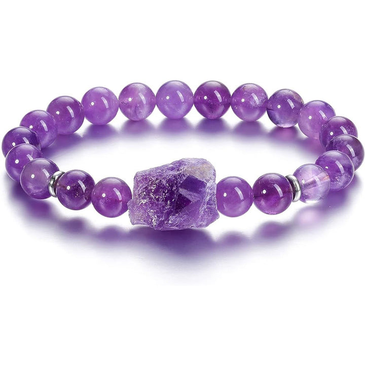 Bracciale Olivenorma con gemme di ametista grezza naturale da 8 mm 