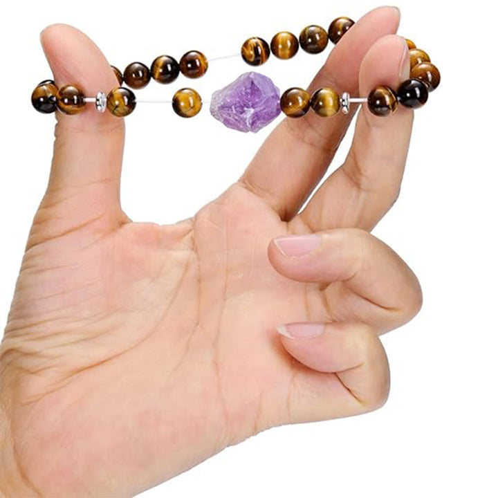Bracciale Olivenorma con gemme di ametista grezza naturale da 8 mm 
