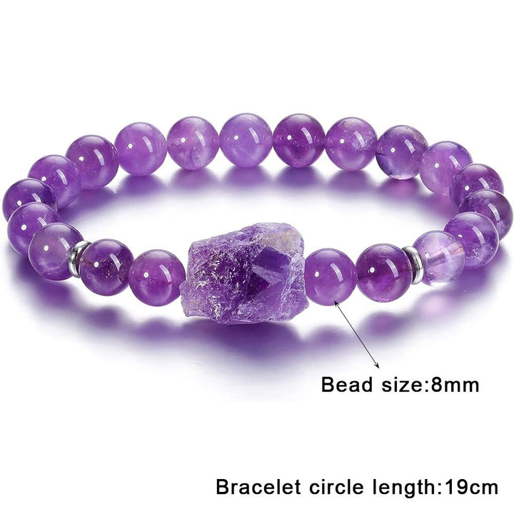 Bracciale Olivenorma con gemme di ametista grezza naturale da 8 mm 