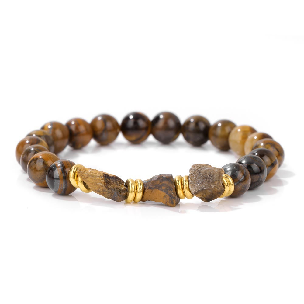 Bracciale di perline di pietre preziose grezze naturali Olivenorma 