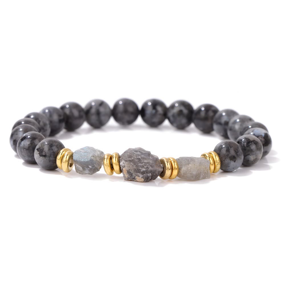 Bracciale di perline di pietre preziose grezze naturali Olivenorma 