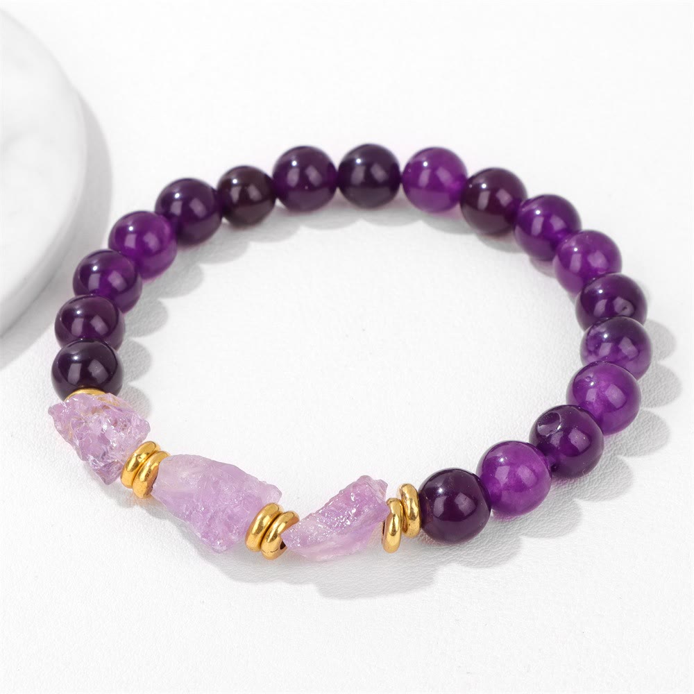 Bracciale di perline di pietre preziose grezze naturali Olivenorma 