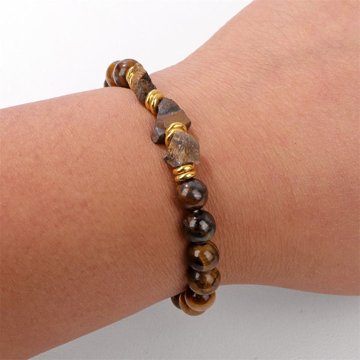 Bracciale di perline di pietre preziose grezze naturali Olivenorma 
