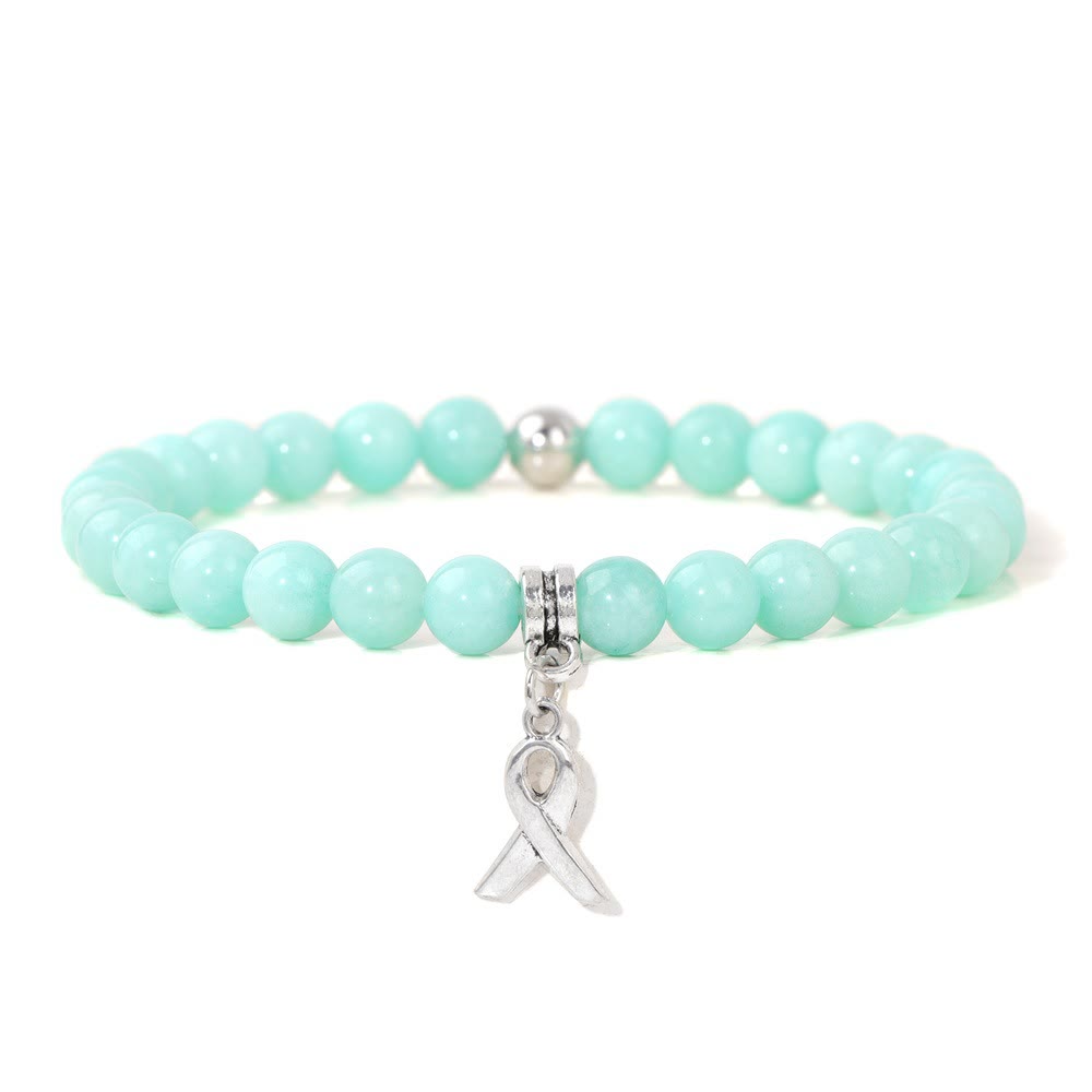 Olivenorma Ribbon Charm Braccialetto portafortuna con perline di pietre preziose naturali 