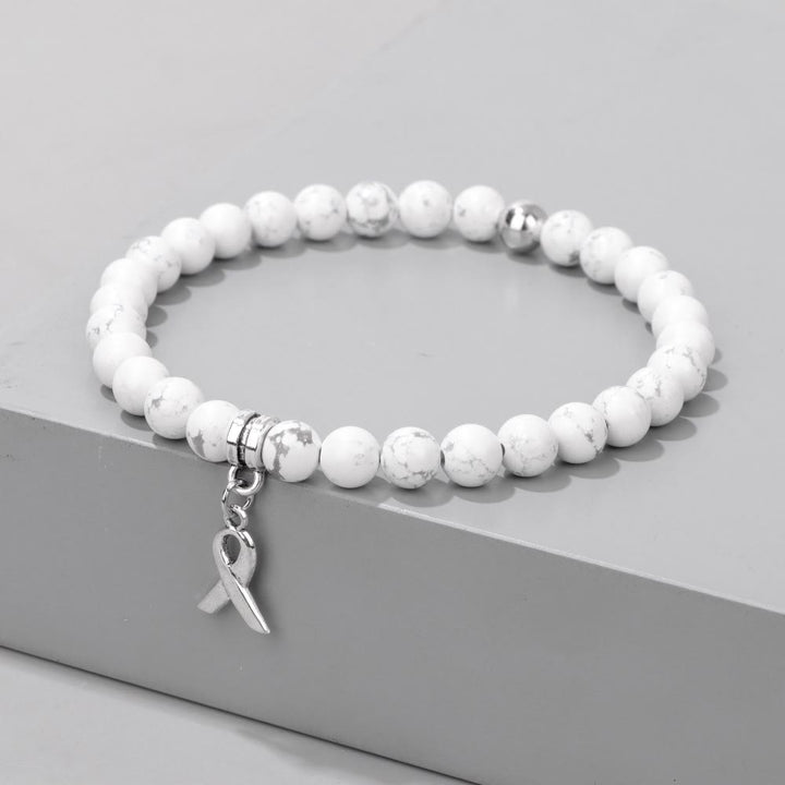 Olivenorma Ribbon Charm Braccialetto portafortuna con perline di pietre preziose naturali 