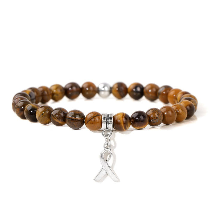 Olivenorma Ribbon Charm Braccialetto portafortuna con perline di pietre preziose naturali 