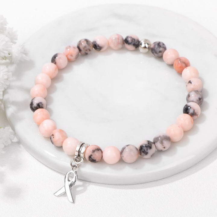 Olivenorma Ribbon Charm Braccialetto portafortuna con perline di pietre preziose naturali 