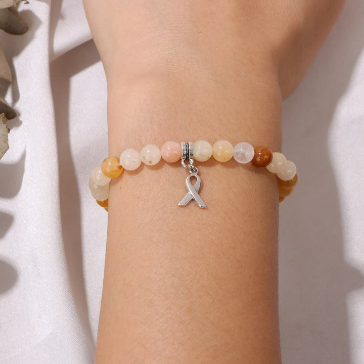 Olivenorma Ribbon Charm Braccialetto portafortuna con perline di pietre preziose naturali 