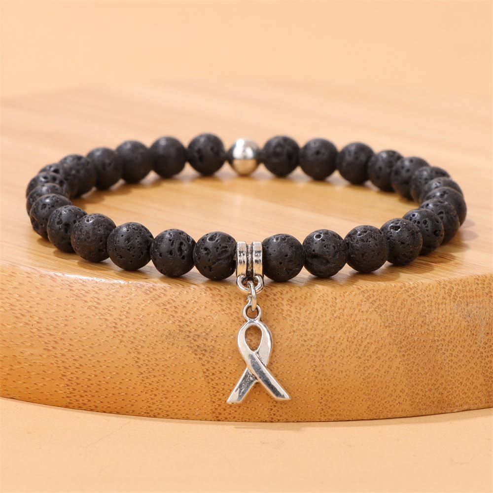 Olivenorma Ribbon Charm Braccialetto portafortuna con perline di pietre preziose naturali 