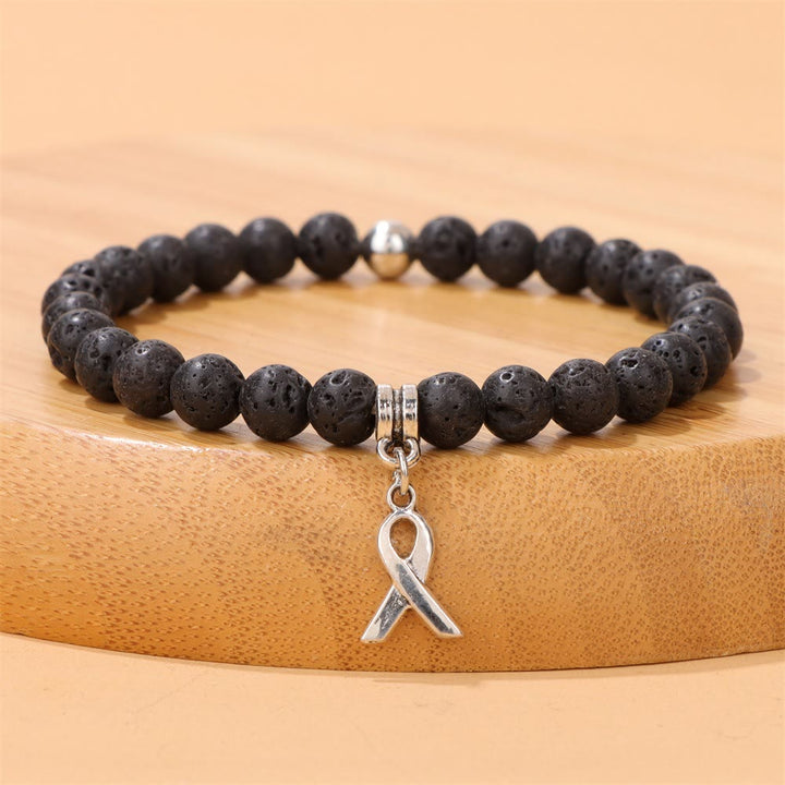 Olivenorma Ribbon Charm Braccialetto portafortuna con perline di pietre preziose naturali 