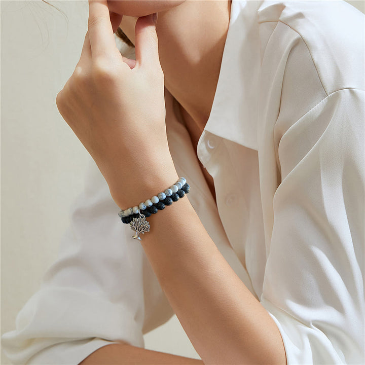 Bracciale Olivenorma Tree of Life Gemstone Double Layer