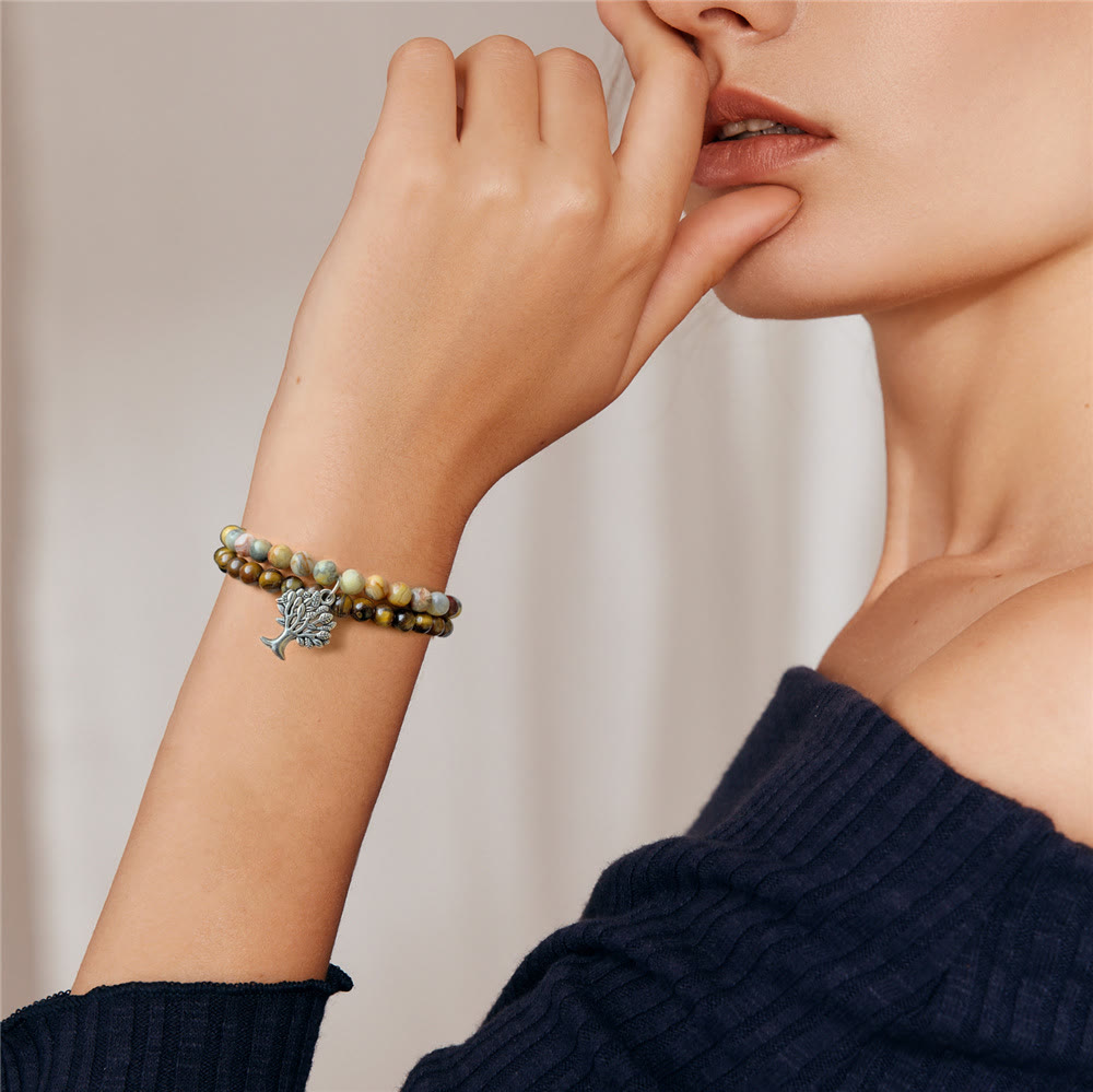 Bracciale Olivenorma Tree of Life Gemstone Double Layer