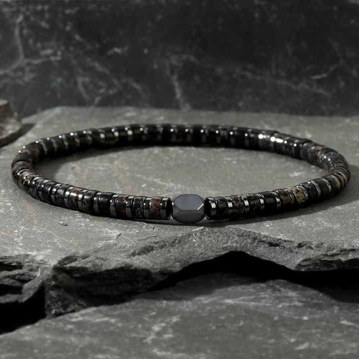 Bracciale di perline in pietra naturale dell'imperatore boemo Olivenorma 