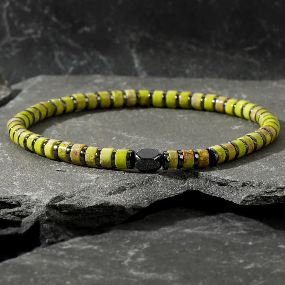Bracciale di perline in pietra naturale dell'imperatore boemo Olivenorma 