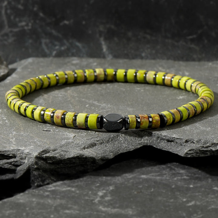 Bracciale di perline in pietra naturale dell'imperatore boemo Olivenorma 