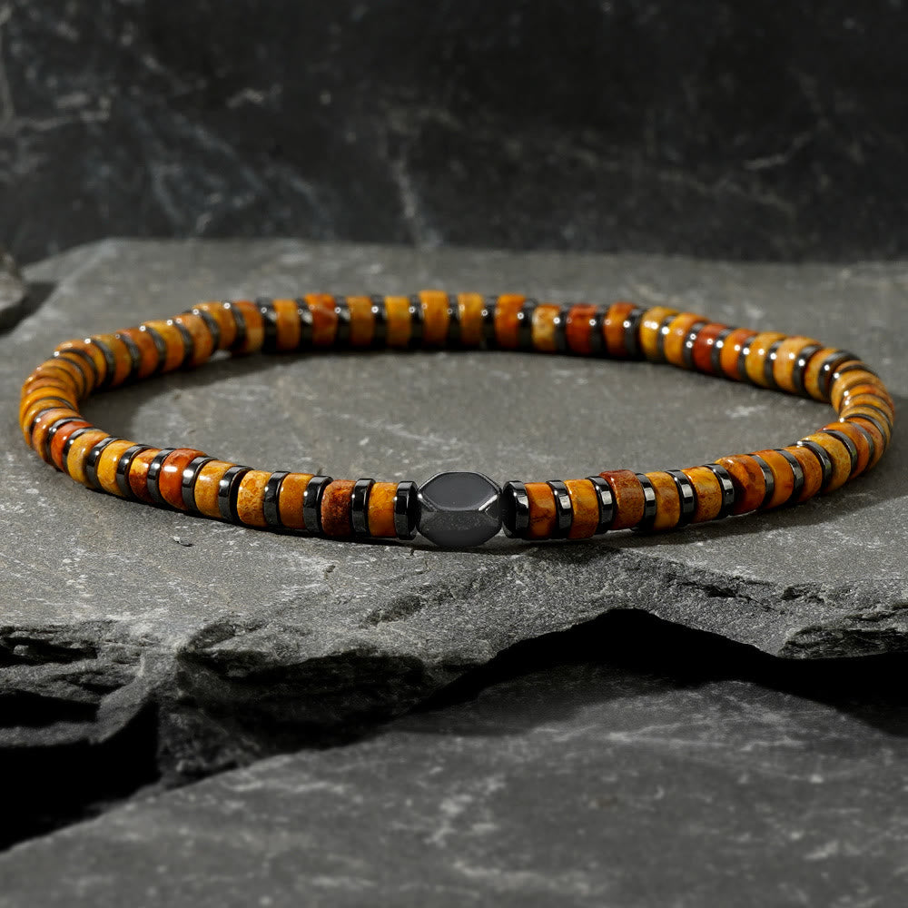 Bracciale di perline in pietra naturale dell'imperatore boemo Olivenorma 