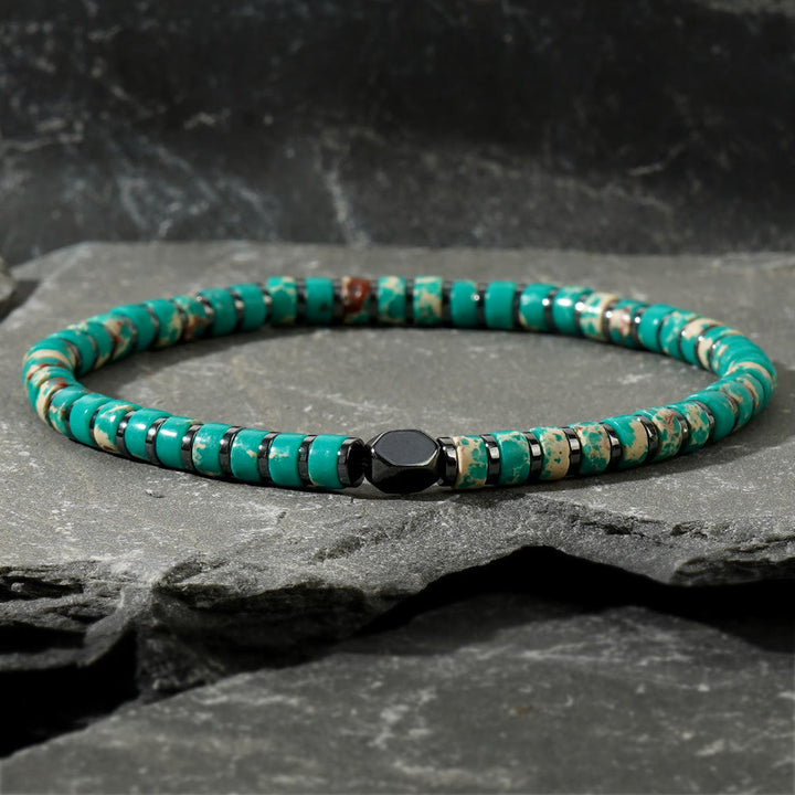 Bracciale di perline in pietra naturale dell'imperatore boemo Olivenorma 