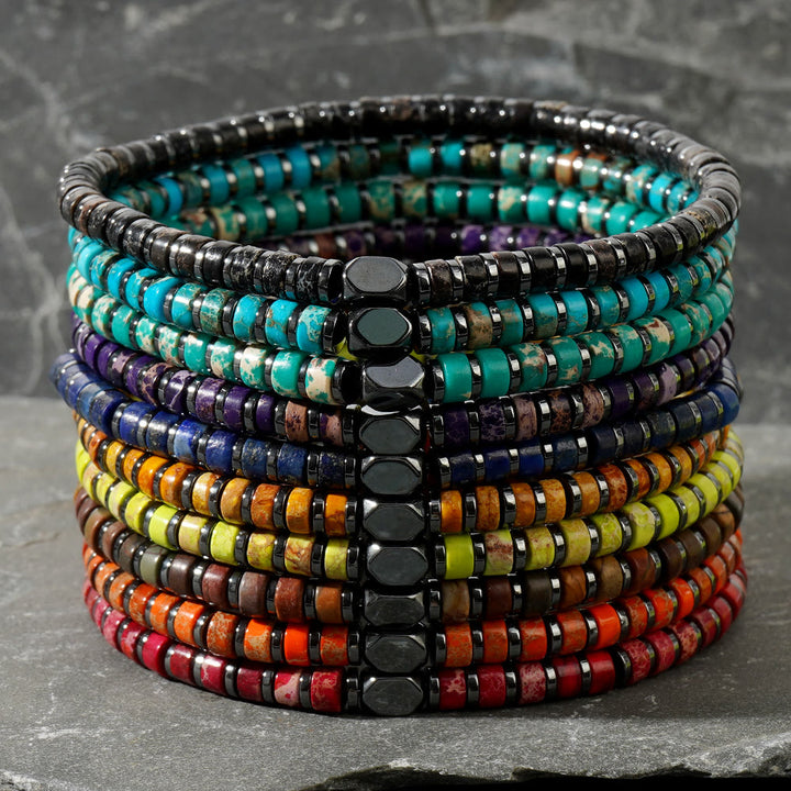 Bracciale di perline in pietra naturale dell'imperatore boemo Olivenorma 