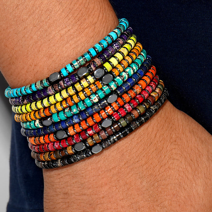 Bracciale di perline in pietra naturale dell'imperatore boemo Olivenorma 