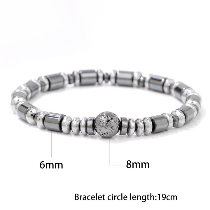 Bracciale di perline in pietra lavica ed ematite punk Olivenorma 