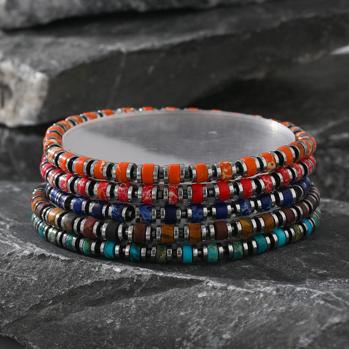 Braccialetto di perline di gemme di agata naturale stile boho Olivenorma 