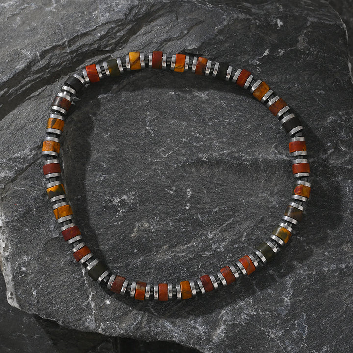Braccialetto di perline di gemme di agata naturale stile boho Olivenorma 