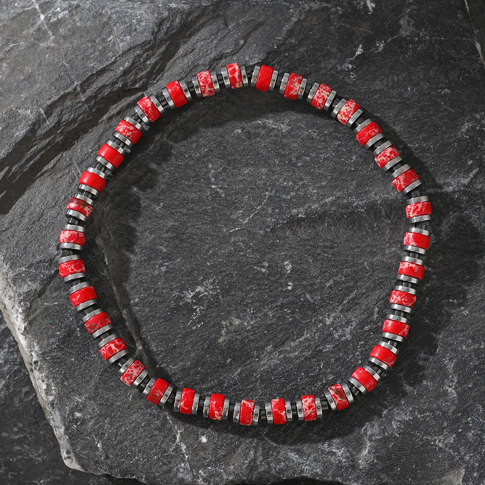 Braccialetto di perline di gemme di agata naturale stile boho Olivenorma 