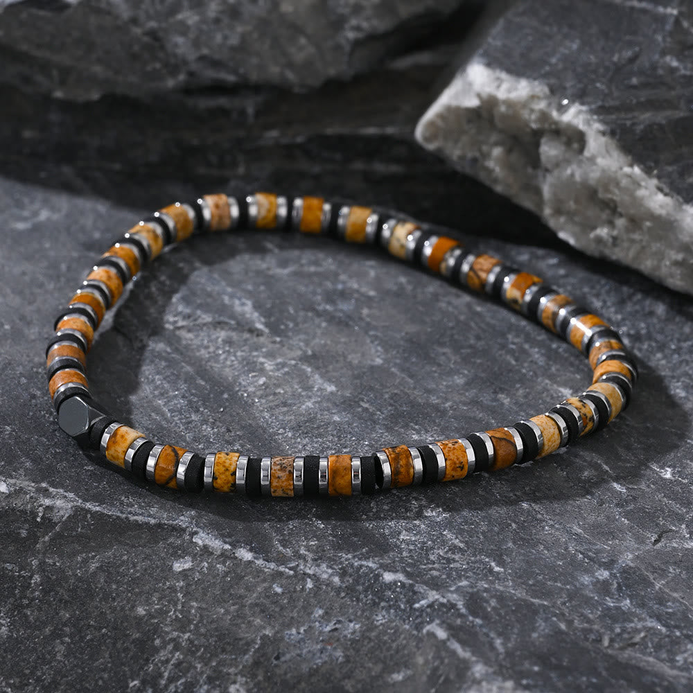 Braccialetto di perline di bronzite naturale a forma di colonna Olivenorma 