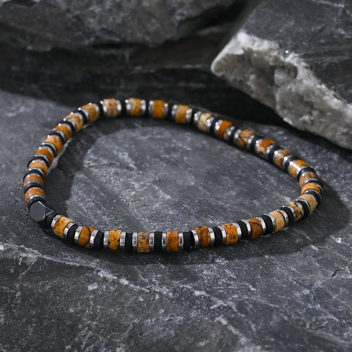Braccialetto di perline di bronzite naturale a forma di colonna Olivenorma 